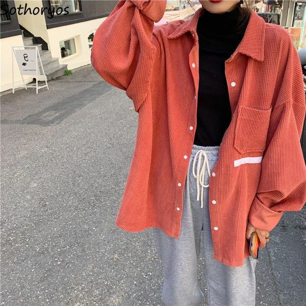 

women's jackets autumn basic women oversize vintage plus size s-3xl simple corduroy sweet warm long sleeve female harajuku fashion, Black;brown