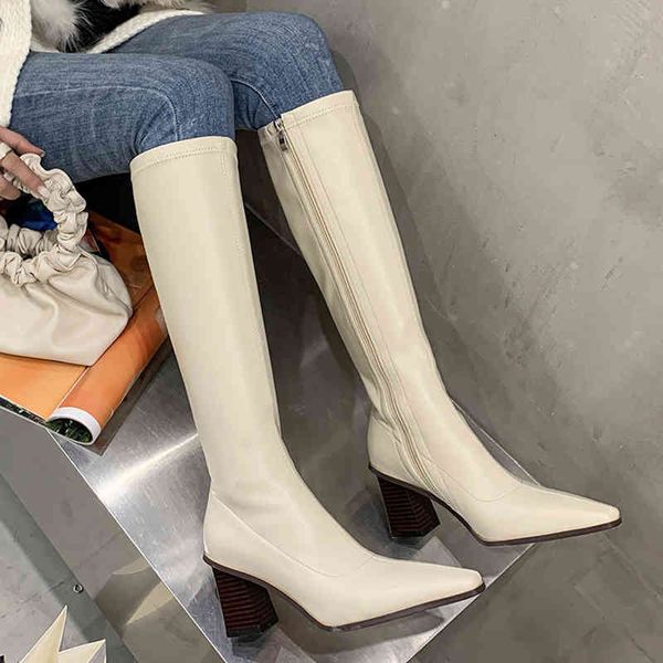

boots autumn new square toe zipper fashion women's knee-length ladies high heels yiyj, Black