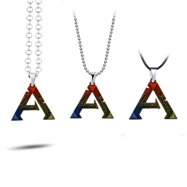 Collares pendientes Anime Joyería Vintage Una Letra Colgantes Collar ARK Survival Evolved Porte Clef Marque Llaveros WT96-8