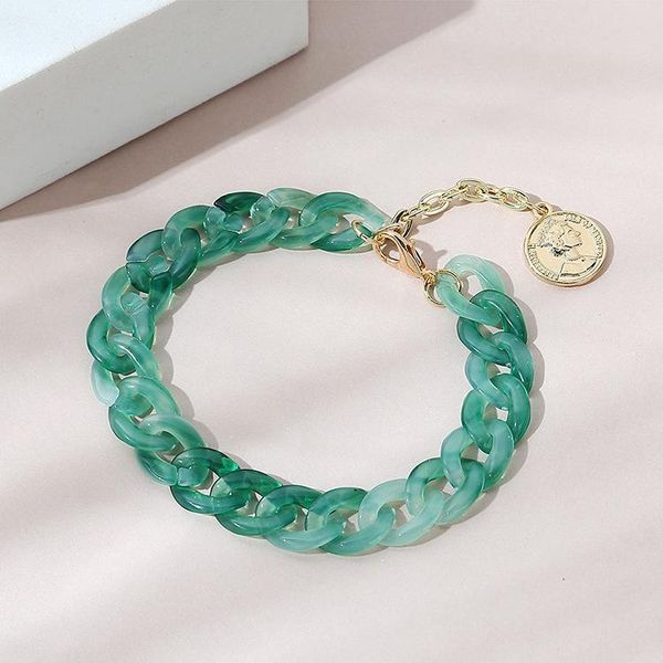 

link, chain gradient color bracelet europe and america retro roman hea, Black
