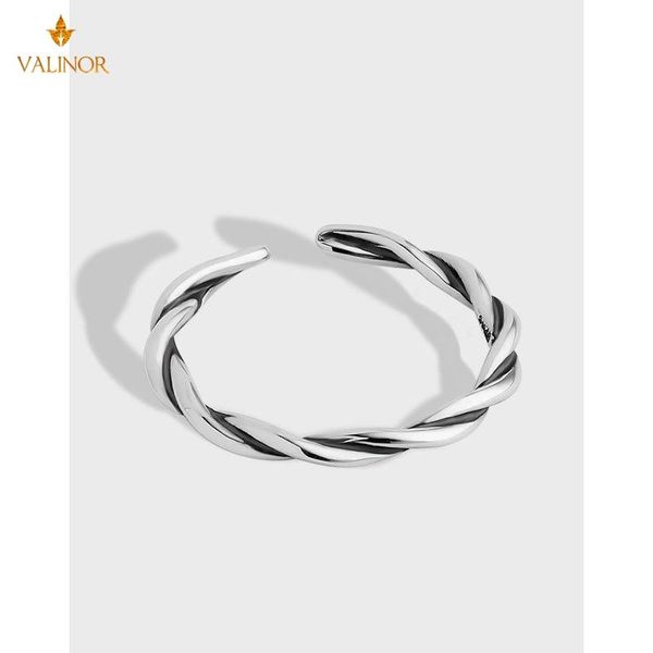 

cluster rings simple personality opening retro twist ring women 925 sterling silver, Golden;silver