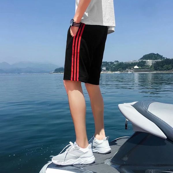 

men's shorts shorts summer fashion brand loose beach trend running sports men's casual pants, White;black