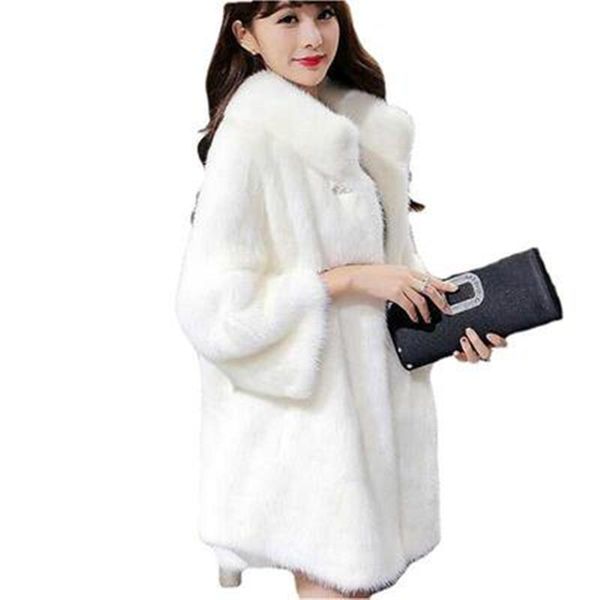 

women's fur & faux milk coat women plus size middle-aged and old medium long warm leisure 6xl 7xl 8xl 9xl overcoat xf738, Black