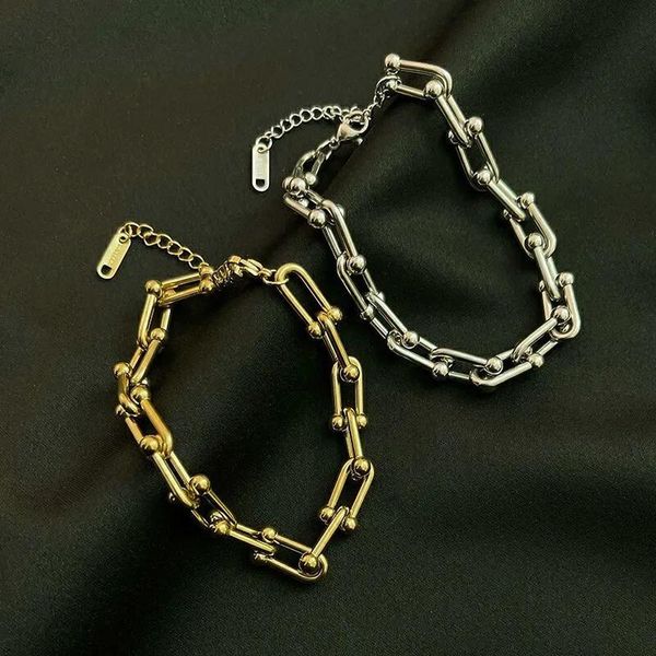 

link, chain 2021 trend gold color personality gothic chunky bracelet jewelry unique punk statement chains bracelets for women, Black