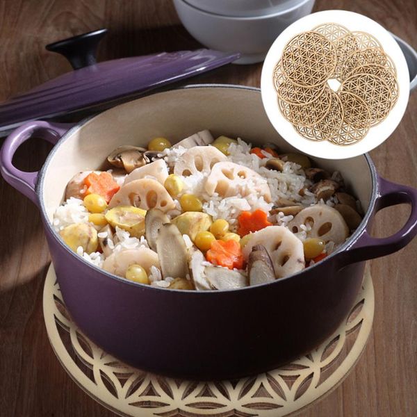 

mats & pads 10pcs wooden drink cup carving round tableware cushion