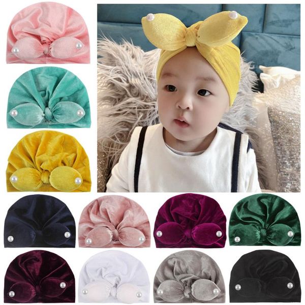 

hair accessories 20211 children's cap baby girl gold velvet ears pearl hat hats head bands headband band, Slivery;white