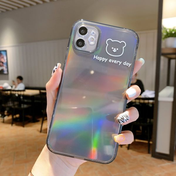 

happy every day word p frame transparent phone cases with laser paper for iphone 12 11 pro promax x xs max 7 8 plus