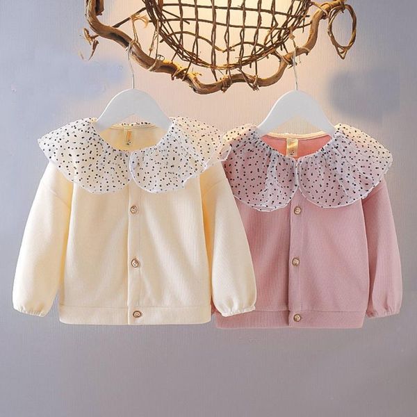 

jackets sweet autumn girl coat outwear baby infants kids children long sleeve dot collar cardigan adk456, Blue;gray