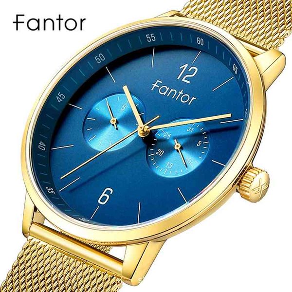

fashion multifunctional business refined steel watch japanese movement fantor creative new, Slivery;brown