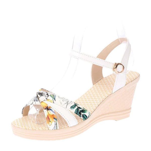 

women sandals platform wedges shoes for heels sandalias mujer summer leather wedge, Black