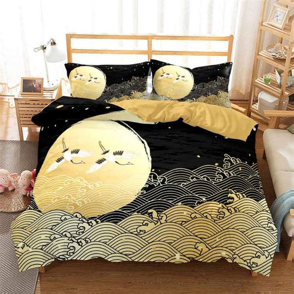 

bedding sets japanese style landscape printed bedcloth modern bed cover set duvet for teenager single  quilt pillowcase