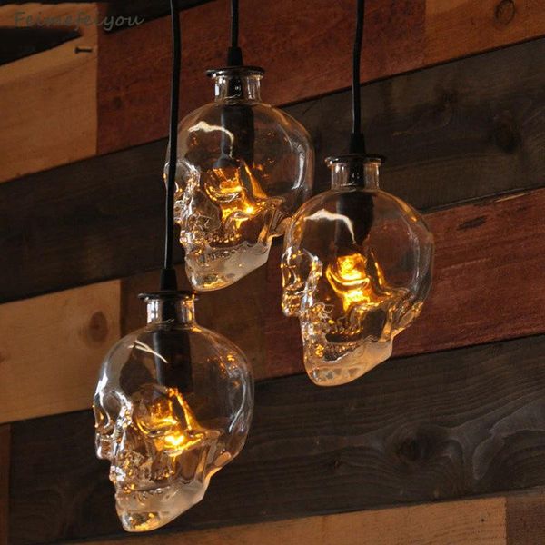 

pendant lamps loft american retro nordic creative industrial wind glass skull chandelier aisle staircase decoration bar