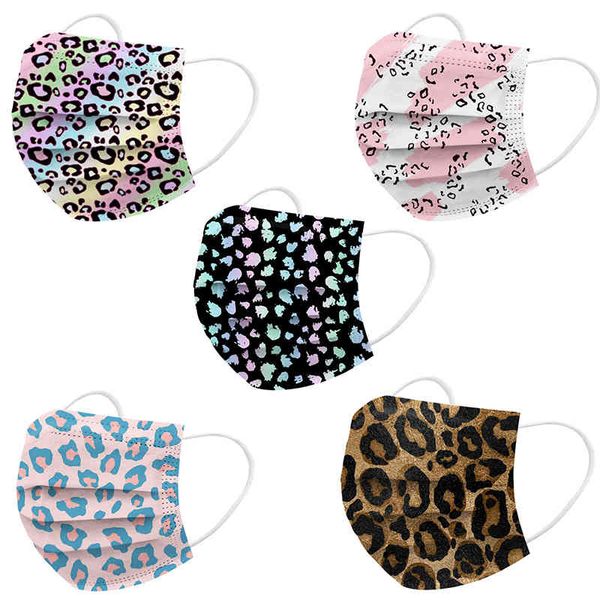 

designer mask disposable 3 layers print pink love lightning black leopard face masks non-woven anti-dust soft earhoop mouth cover