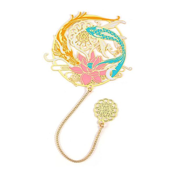 

chinese style retro metal bookmark peacock pendant hollow