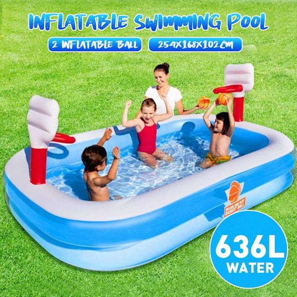 

pool & accessories 254x168x102cm home outdoor swimming children's inflatable water basketball paddling with 2 ball