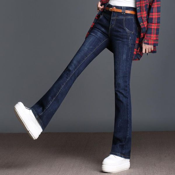 

women's jeans 2021plus size women trousers wide leg pants denim high waist female bell-bottoms zipper flare pantsxxxxl, Blue