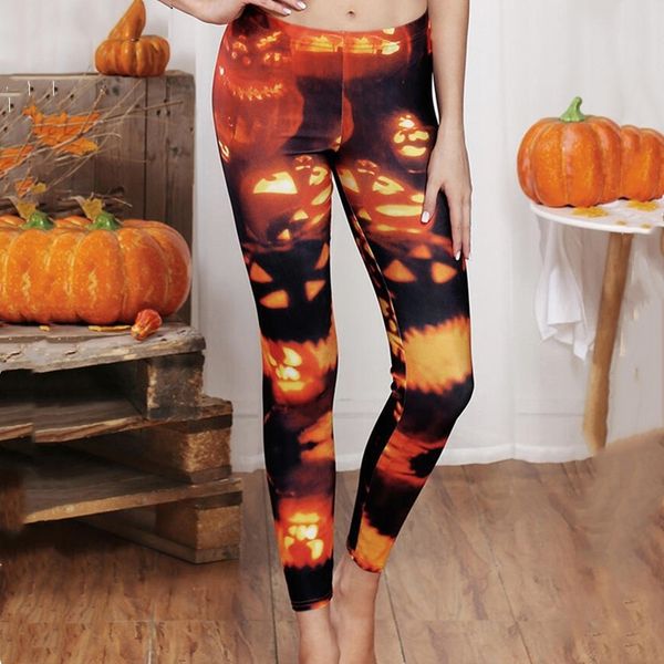 Pantaloni slim da donna di Halloween con stampa di moda Leggings elasticizzati Esercizio Fitness Party Pantaloni lunghi sportivi casual 210526