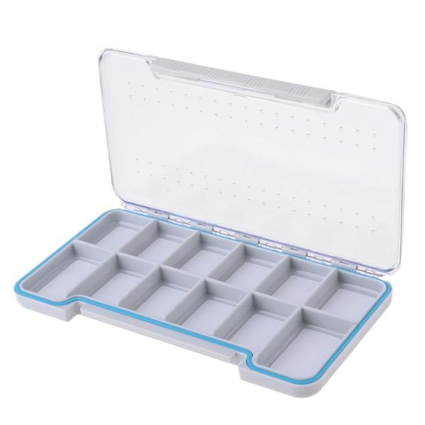

plastic slim waterproof fishing tackle box flies case storage 18.7x10.2x1.7 cm tackles accessories