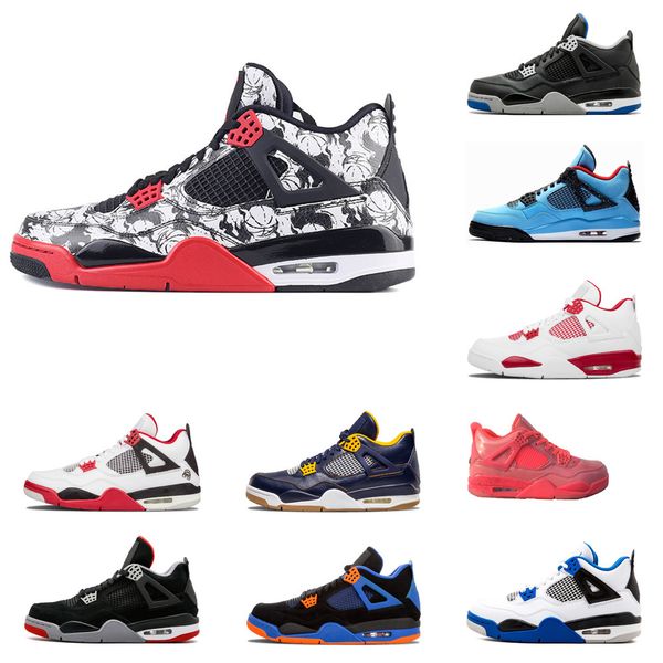 

4s bred mens basketball shoes men travis pure money royalty white cement tattoo raptors black cat fire red mens trainers sports sneakers0c3r