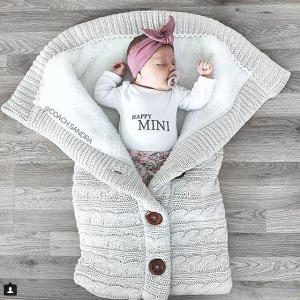 

blankets & swaddling baby sleeping bag thickened plus velvet knitted warm woolen stroller