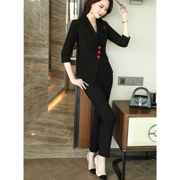 

women's two piece pants high-end suit autumn and winter models, western style fashion business wear temperament work clothes two-piece, White