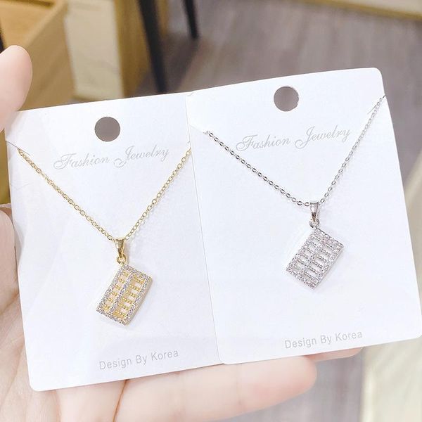 

pendant necklaces ruyi abacus short necklace micro inlaid zircon rose gold clavicle chain personality female jewelry, Silver
