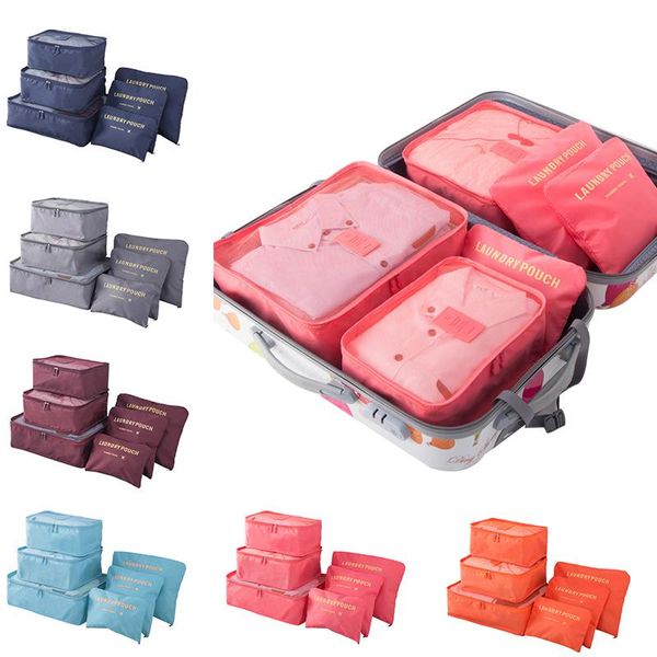 

clothing & wardrobe storage 6pcs/set travel organizer bags portable luggage clothes tidy suitcase packing case kitchen garden home cozinha