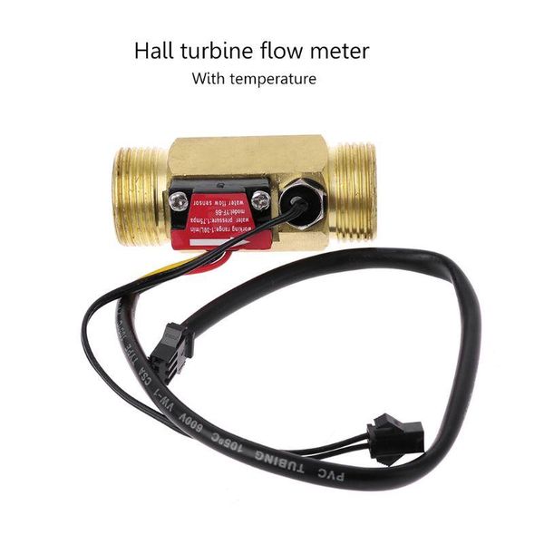 

flow sensors pt1000 2 pcs yf-b6 g3/4 brass sensor 5v dc 2-45 lpm flowmeter turbine temperature zhongjiang sea dijiang factory
