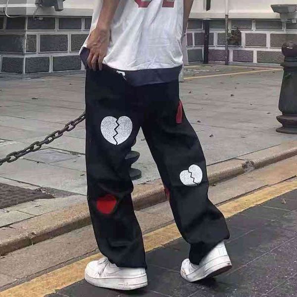 

men's pants japanese-style double blouse, casual pair pants, hip hop style, loose, cordoned and straight line 8a54, Black