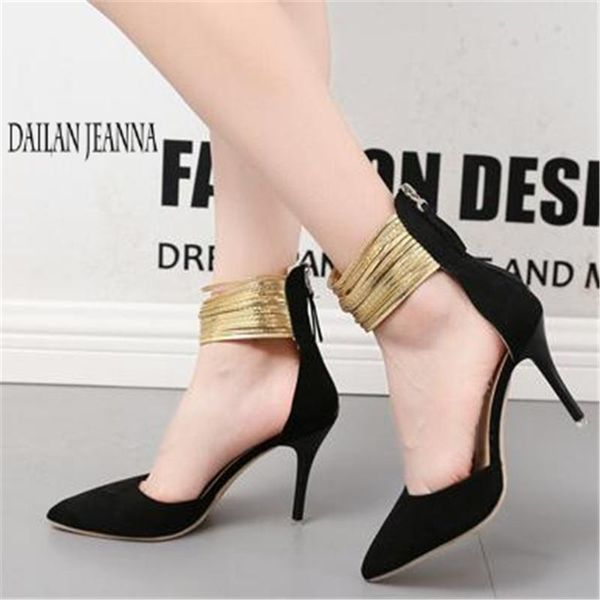 

pumps european style pointy heel with women's shoes sideways high heels large size girls wedding banquet dress, Black