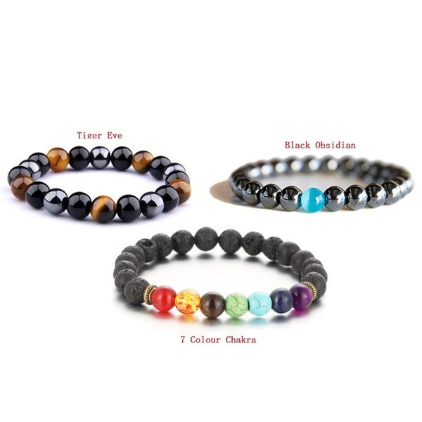 

oeil de tigre obsidienne hÃ©matite perles chakra bracelets rÃ©duit la fatigue magnÃ©tique protection de santÃ© femmes bijoux, Black