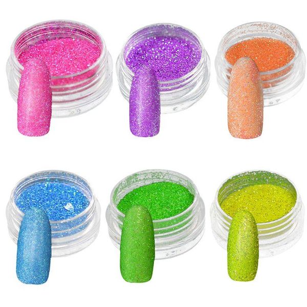 

nail glitter p8dd art powder sand neon fluorescent luminous dark glow pigment dust decoration decals tips manicure, Silver;gold