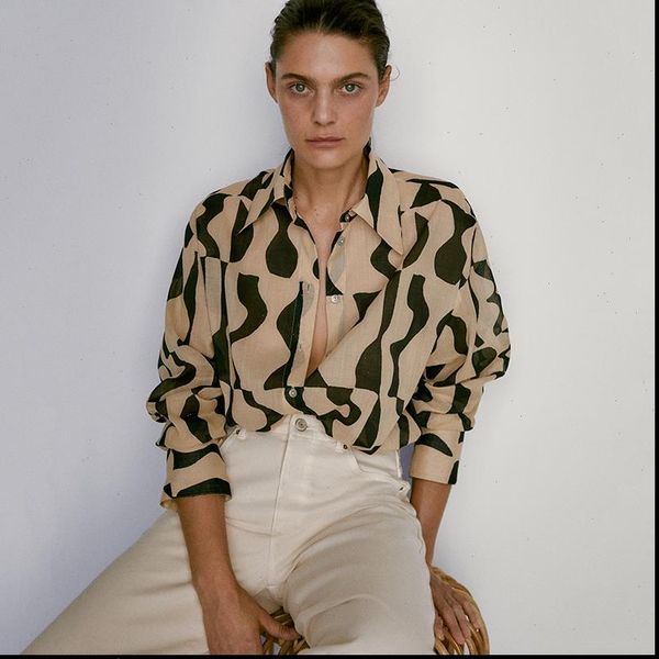 

md deep women blouses v neck fashion p aisley print long sleeve shirts ladies loose turn down collar, White