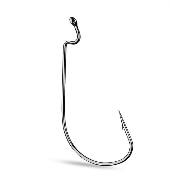 

wide crank worm fishing hooks 8#-5/0# carbon steel carp fishhooks for soft lure bass barbed single hook