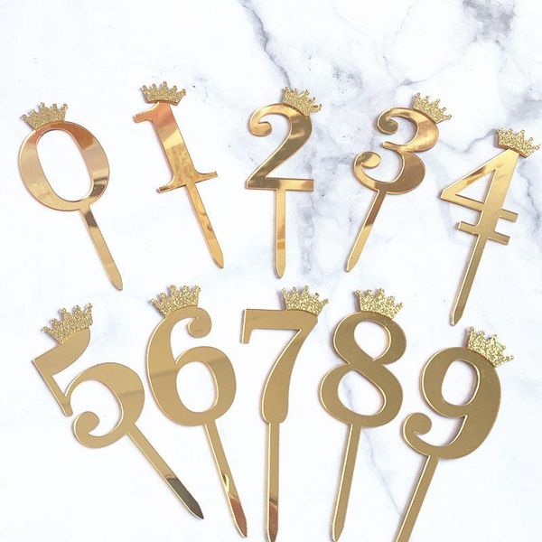 

other event & party supplies number 0-9 cake er gold crown acrylic digital birthday insert decoration wedding cakes dessert decor