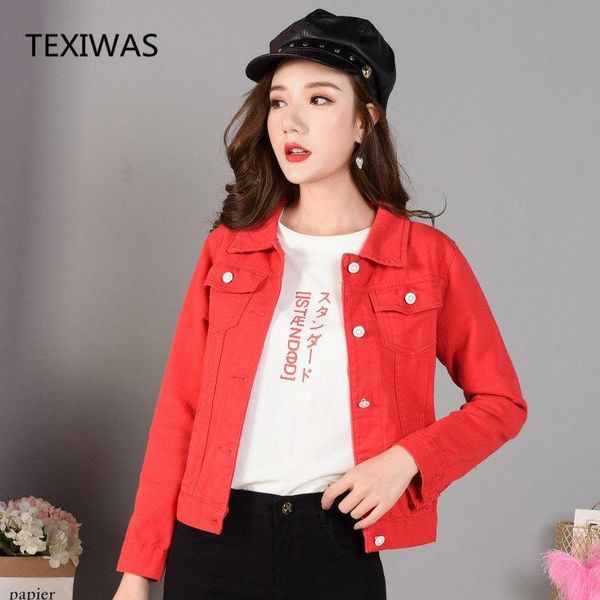 

women's jackets texiwas denim jacket women cardigan coats slim spring lapel single breasted outwear lady bomber coat, Black;brown