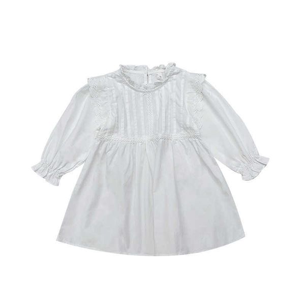 2-6 anni di alta qualità primavera ragazza vestito moda chiffon fiore drappeggiato increspato bambini abbigliamento principessa 210615