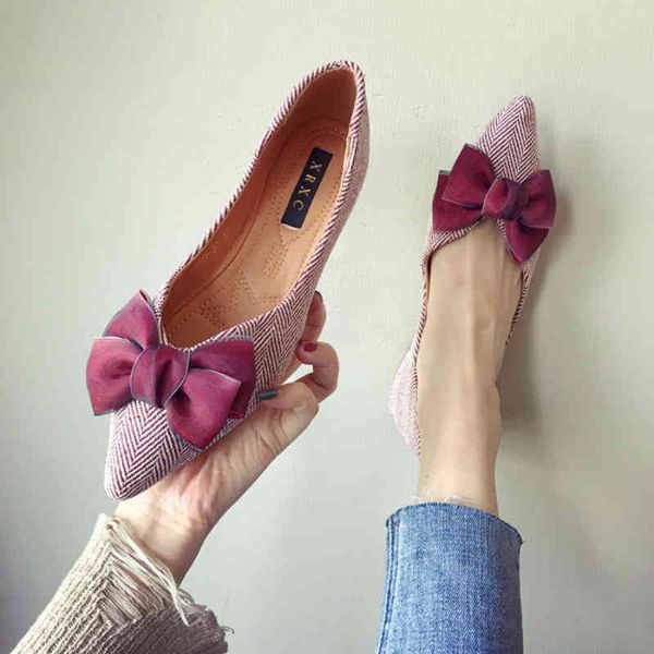 

women flat heel shoes big silk bowknot 31-46 plus size pointed toe lady flats casual sweet soft sole solid color moccasins, Black