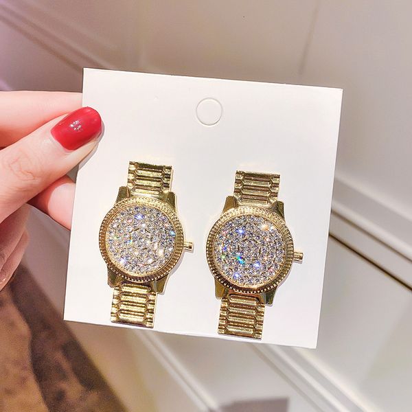 

925 silver needle personalized watch exaggerated inlaid with diamond fashion trendy creative net red earrings