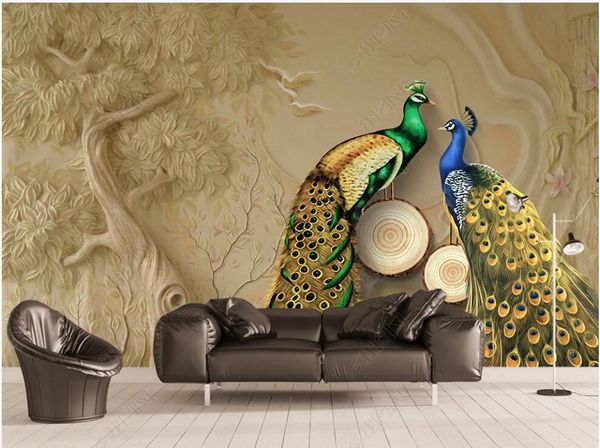 

3d wallpaper custom p mural modern relief big tree peacock home decor for house in the living room 3d wall murals wallpaper for walls 3 d be