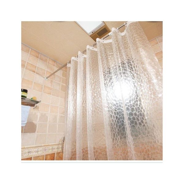 

clear eva shower curtain liner mildew resistant, 3d water-cube 180x180cm curtains