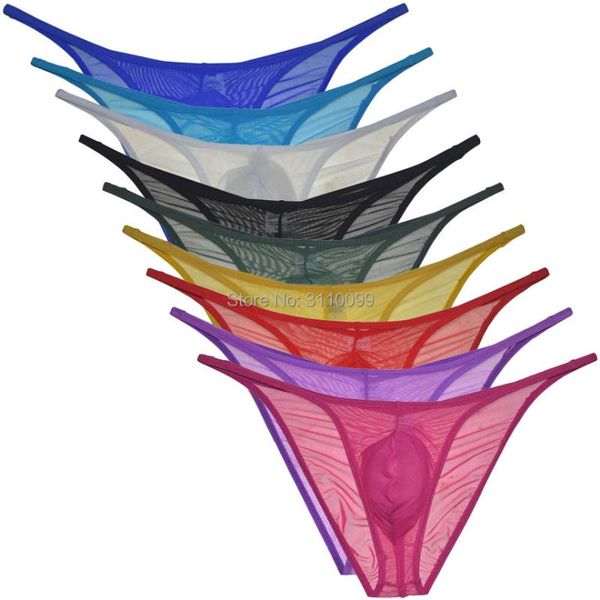 

underpants men's semitransparent and ventilate briefs comfort improvement cooler bikini underwear, Black;white