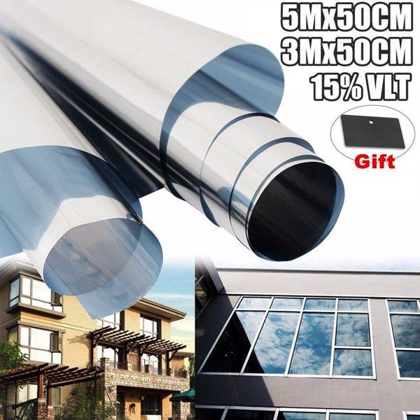 

1m silver blue grey window anti looking living room decoration textile sticker one way sunshine protect privacy glass film stickers