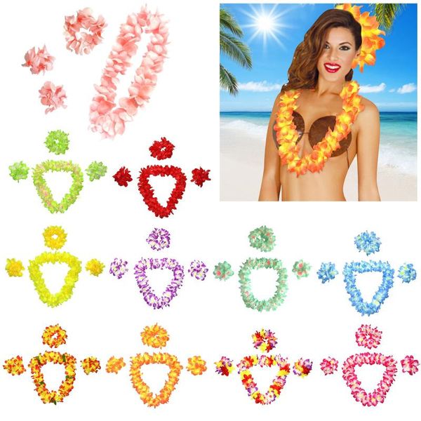 

decorative flowers & wreaths hawaiian party artificial leis garland necklace hawaii beach summer tropical wedding holiday decor garlands