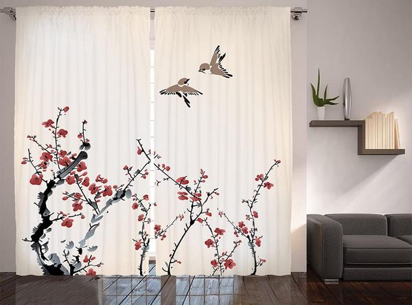 

curtain & drapes watercolor flower curtains for living room branches with blooms and birds in classic watercolors window kids