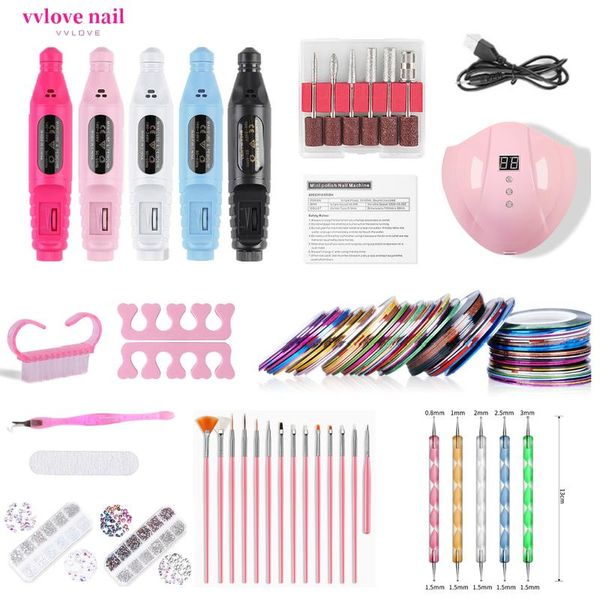 

nail art kits tool set lamp polisher usb 15 color paint pen drill multiple options