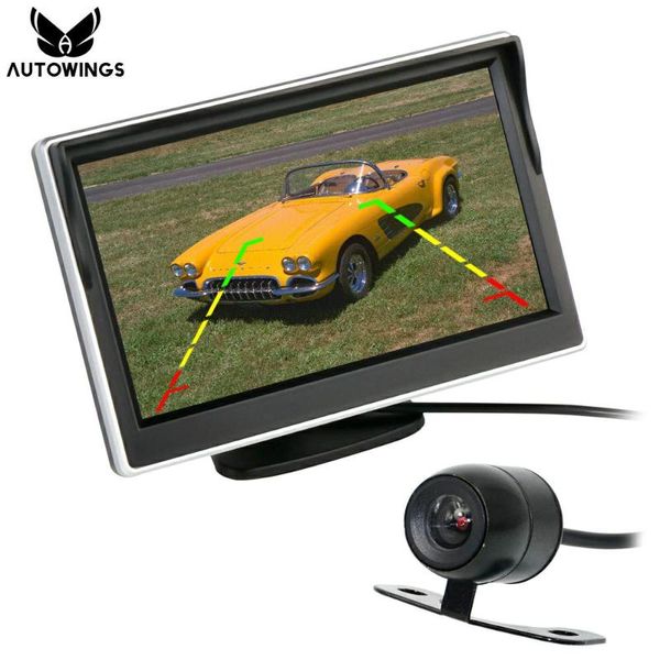 

car rear view cameras& parking sensors mini waterproof backup camera 5.0 inch tft lcd 800*480 color 16:9 screen monitor 2 way video input