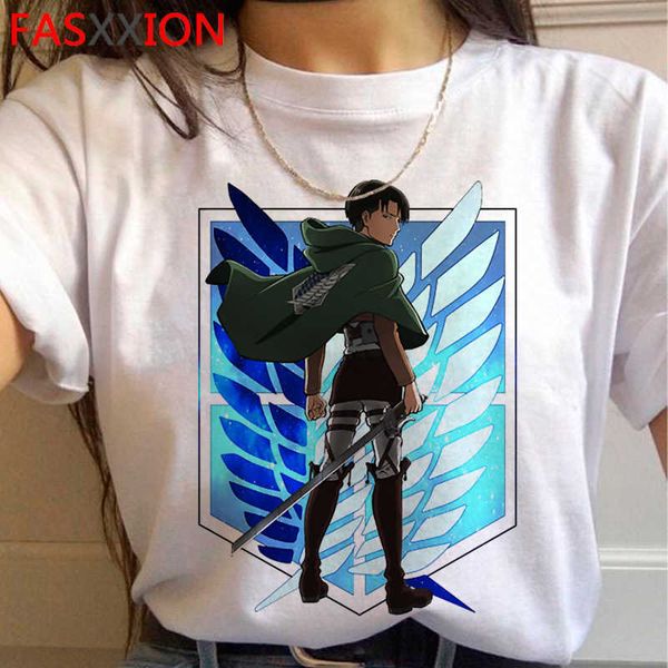 

attack on titan shingeki no kyojin tshirt t shirt male streetwear vintage couple graphic tees tshirt streetwear x0621, White;black