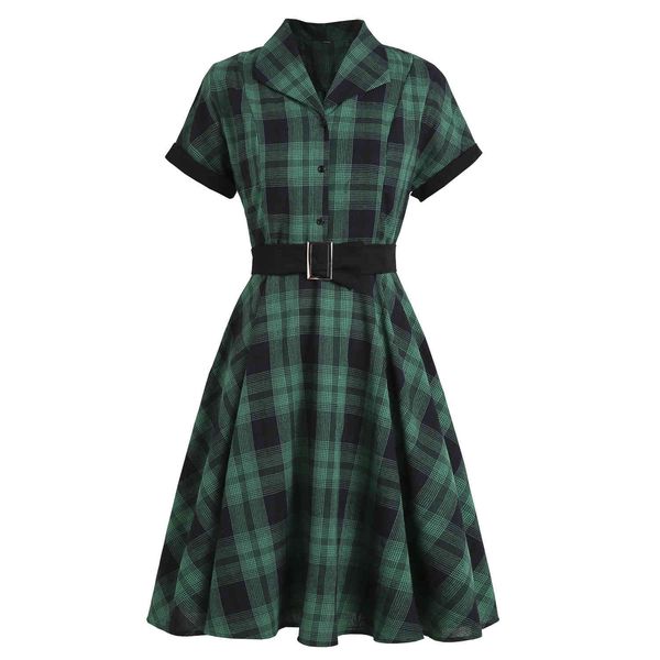 

factoryck0h dress hepburn women's plaid lapel swing, White;black