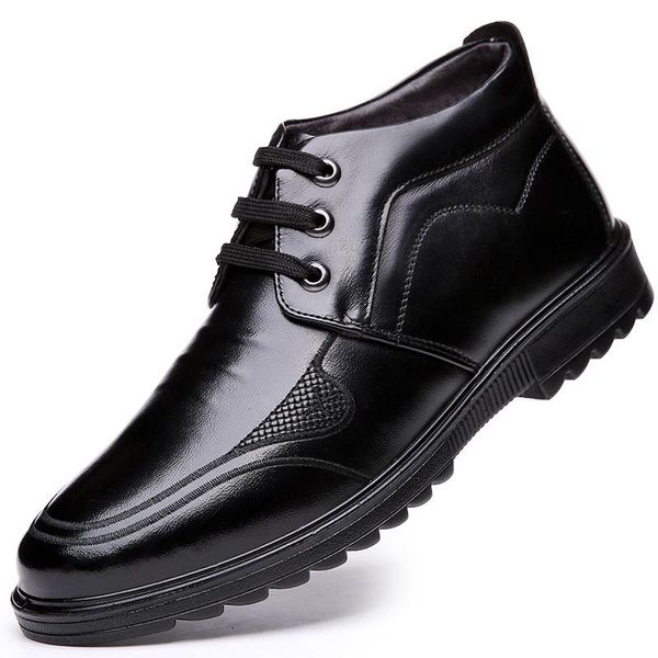 

dress shoes febmofl winter mens fashion men genuine leather casual business plus cashmere warm cotton chaussure homme, Black